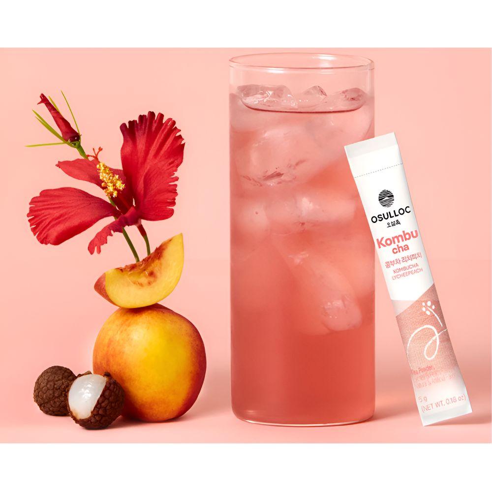 OSULLOC Jeju Kombucha 20 Sticks (Calamango 10ea + Lychee Peach 10ea) Zero Sugar & Low Calorie