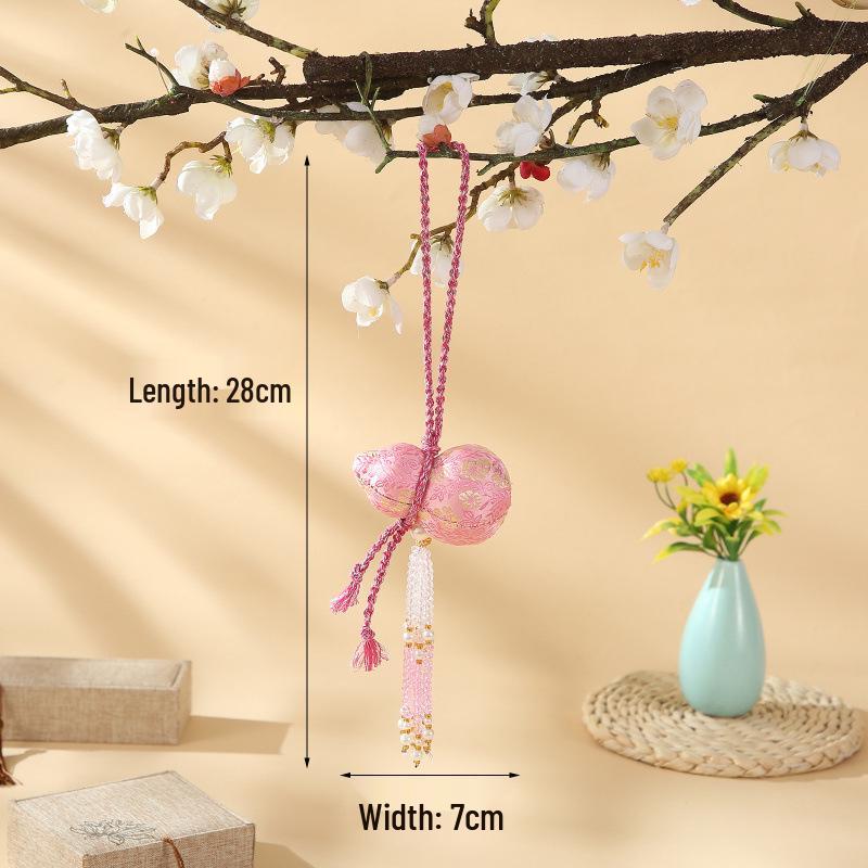 Traditional Gourd Sachet with Crystal Tassel and Song Brocade Pendant - Cultural & Creative Souvenir