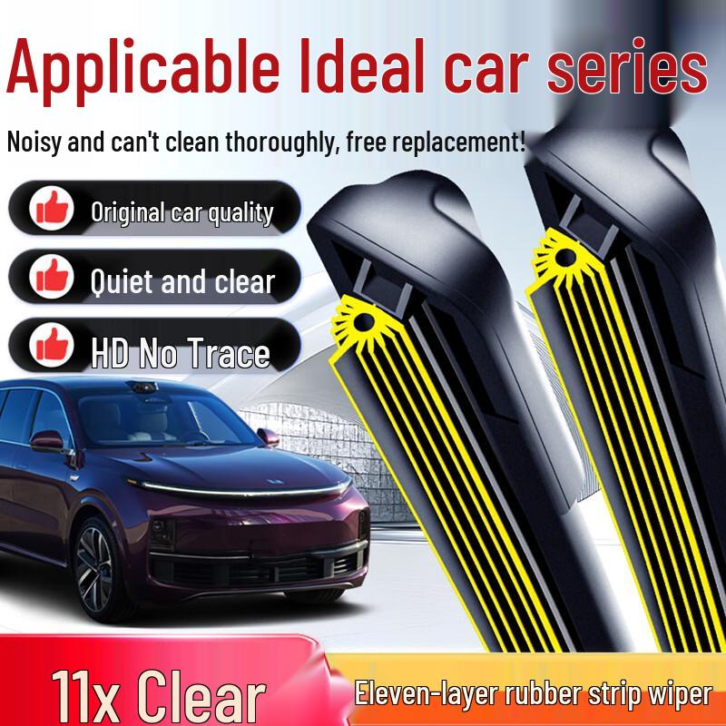 Frameless Silent Wiper Blades for Li Auto L7/L8/L9/Li ONE with 11 Rubber Strips Pair set + Li Auto L7 2022-2025