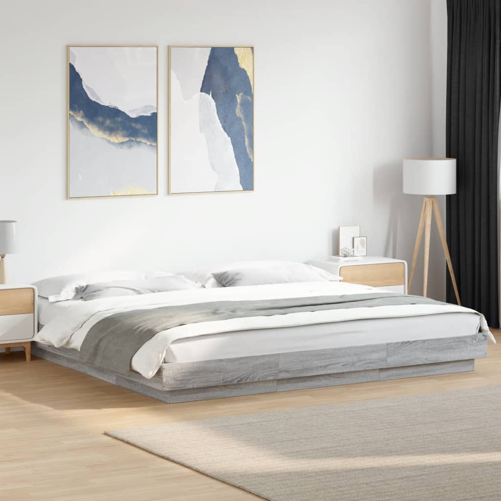 LED Bed Frame in Grey Sonoma 180 x 200 cm Engineered Wood