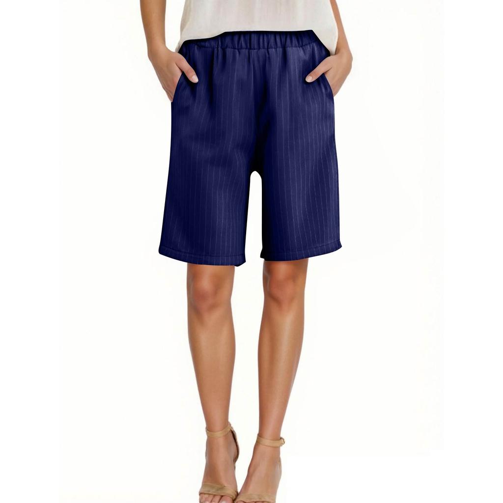 Damen Hohe Taille Einfarbig Freizeithose Trainingshose 1/2 Shorts