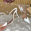 Fashion 2025 Summer New Gold Flower Square Thin Heel Single Shoes With Sexy Open Toe Design Sense Women Sandals