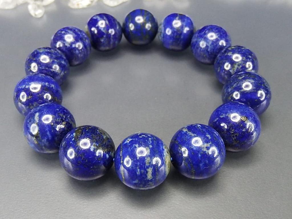 AAA Lapis Lazuli Natural Stone Uncolored Extra Large Prayer Bead Bracelet Fragment of the Sky 170mm L [Ishigai] Approx. 16mm+ Approx. (Men's Size)