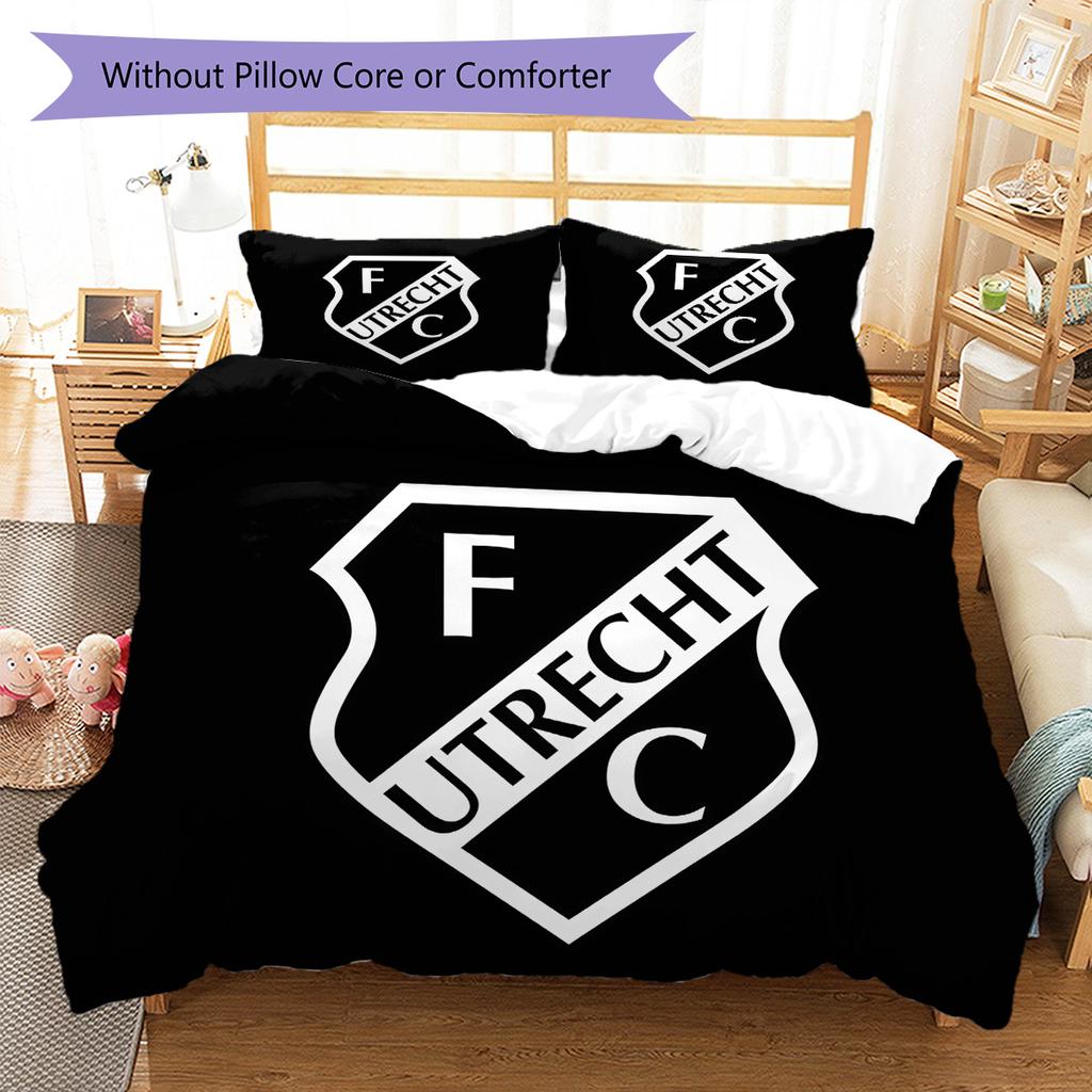 FC Utrecht  Pattern Bedding Quilt Set Quilt Cover Pillowcase Home Decoration Birthday Gift (1 * Duvet Cover + 2 * Pillowcase, Without Core)