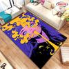 Art Style Purple Bottom Yellow Flow Girl Carpet Rug for Living Room Bedroom Children's Room Children's Play Non-slip Floor Mat