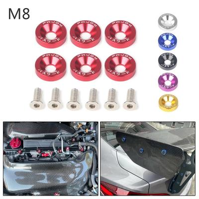 M8 Aluminium 6 szt./Opakowanie Modyfikacja Samochodu Sześciokątne Elementy Złączne Podkładki Błotnika JDM Zderzak Silnik Wklęsłe Śruby
