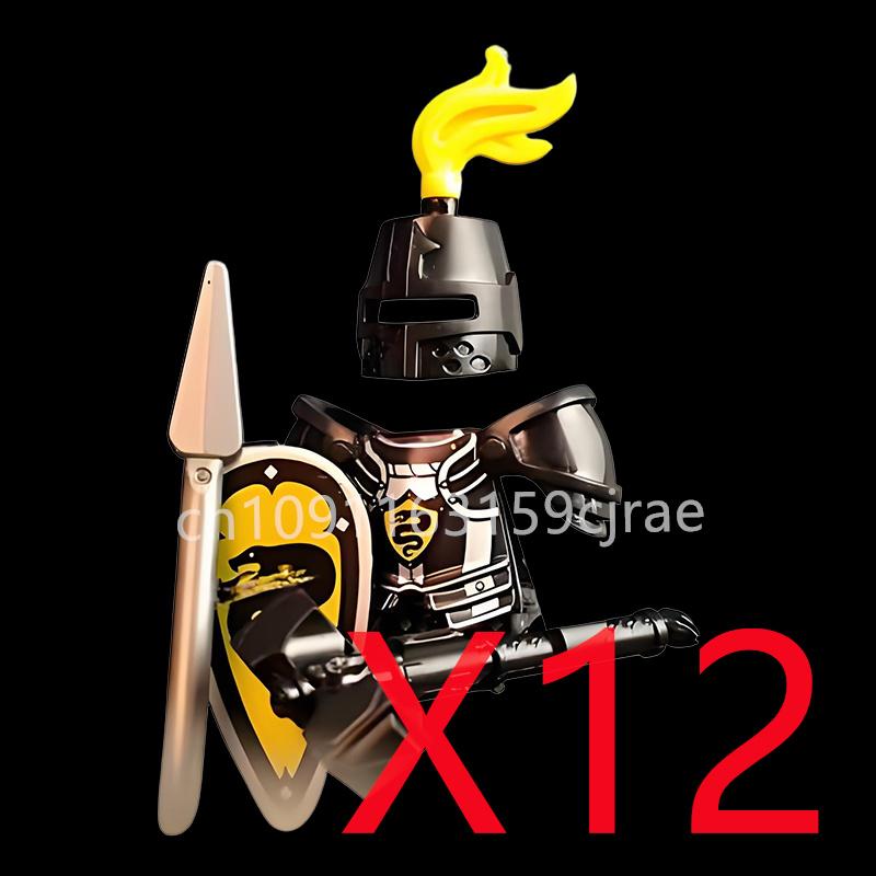 Kompatybilne MOC Średniowieczne Klocki Budowlane Postacie Żołnierze Smoczy Rycerze Czarny Lew Orzeł Zabawka Prezent Klocki Rolnik Żołnierz X048