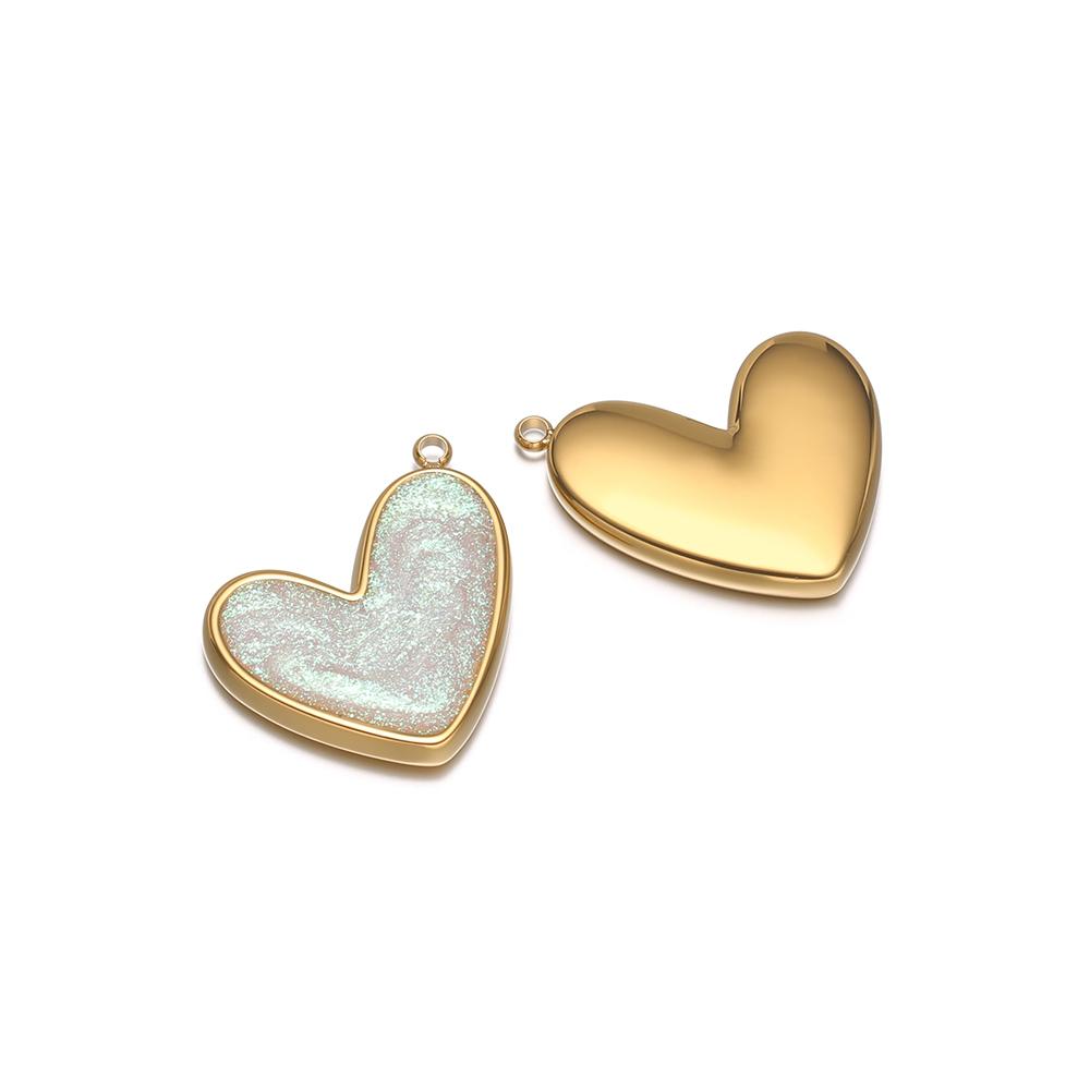 5pcs Stainless Steel Glittering Enamal Heart Charms Pendants for DIY Jewelry Lovers Necklace Findings Couples Bracelets Making