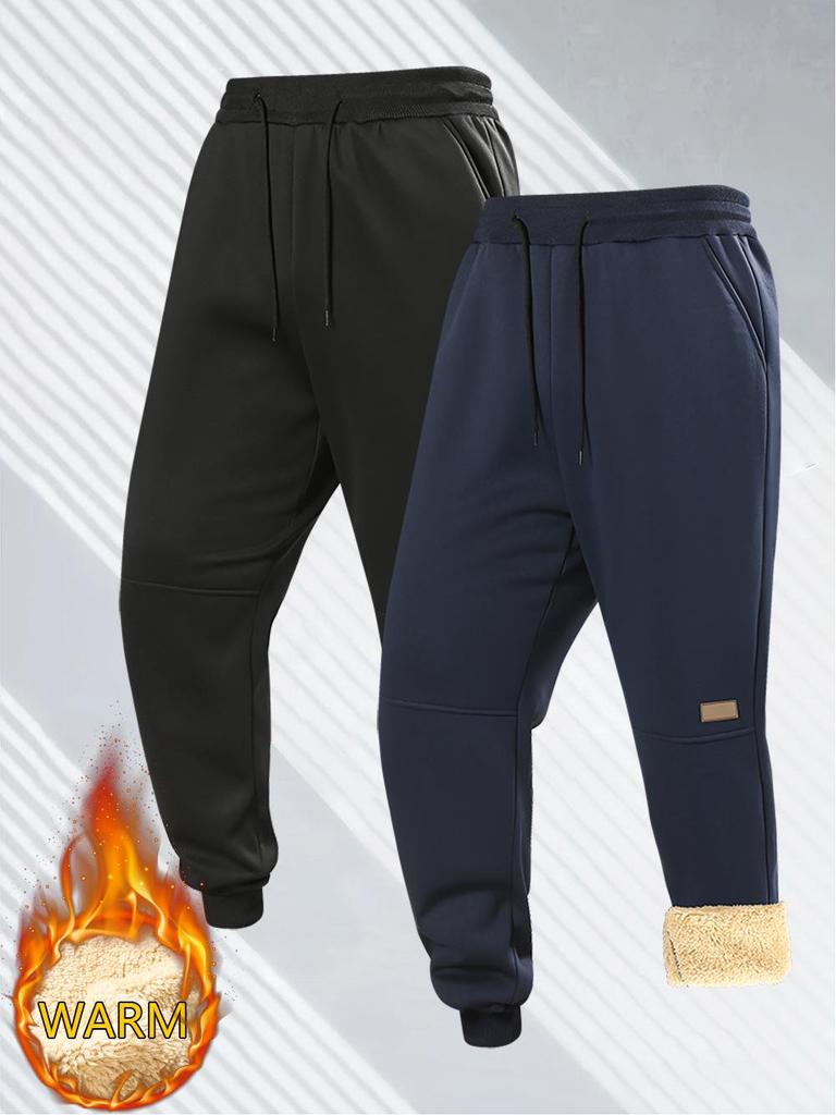 Men's Cross-Border Fleece-Lined Sweatpants 2025 - Winter Joggers with Thick Lamb's Wool, European Size.