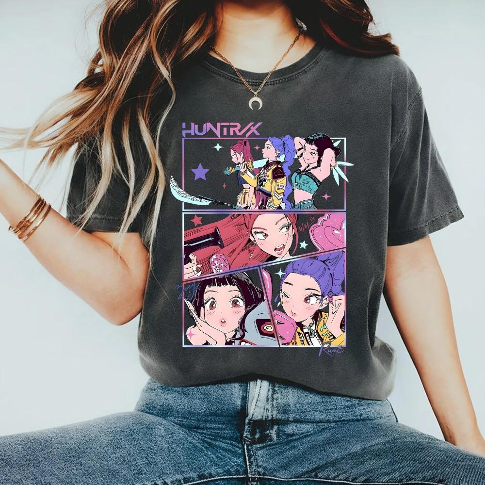 

K-pop Футболка Охотники на демонов K-pop Футболка Huntrix K-pop Футболка группы идолов Мерч Охотников на демонов K-pop Подарок для фанатов Huntrix Подарок на день рождения 2XL
