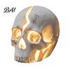 Outdoor Fairytale Garden Accents Cracked Skull Solar Light, Resin Halloween Pathway Lamp for Powered Yard Decor Patio Flower Bed, Waterproof