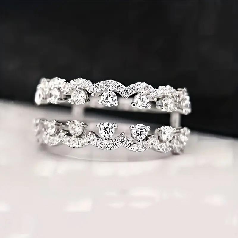 

2026 New European and American Exquisite Elegant Ring Women s Double layered Design Shiny Zircon Zircon Daily Matching Zircon 6