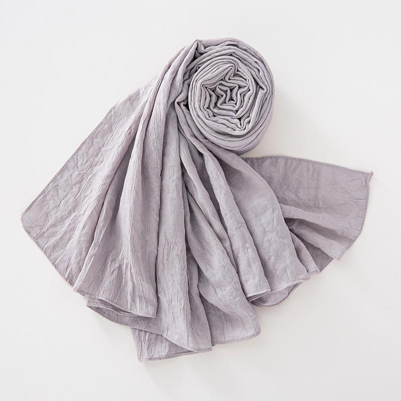 New Breathable Crumpled Scarf For Women Girls Solid Scarves Soft Cotton Wrinkle Pashmina Shawl Foulard Winter Warm Wrap Shawls