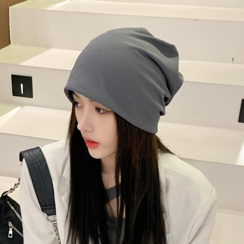 Cold Hat Women's Pile of Hats Spring and Autumn Show a Small Face Versatile Knitted Hat Bag Head Wool Hat Men's Winter