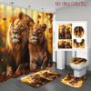 4Pcs Shower Curtain Set with Non-Slip Bath Mat, Toilet Lid Cover, Contour Rug & 12 Hooks, Bathroom
