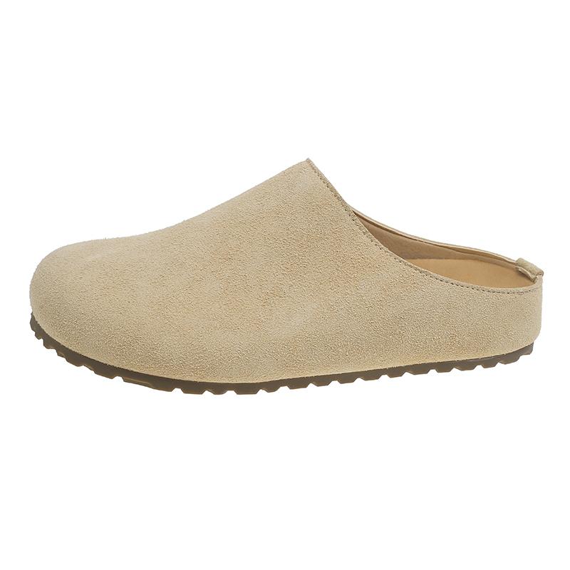Fashion Women's Thick-soled Suede Anti-slip Slippers Spring Retro Outdoor Wear-resistant Flat-bottomed Comfortable Leisure Baotou Mop