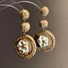 1 pair Ethnic Style Thai Seaside Eardrops Bohemian Style Raffia Grass Earrings  Bride