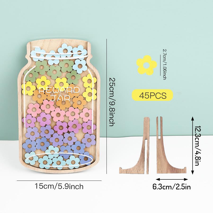 1kit Wooden StarjarFor Kidsreward System Desktop Decoration Motivational Discipline Jar Craft Ornament For Children's Discipline