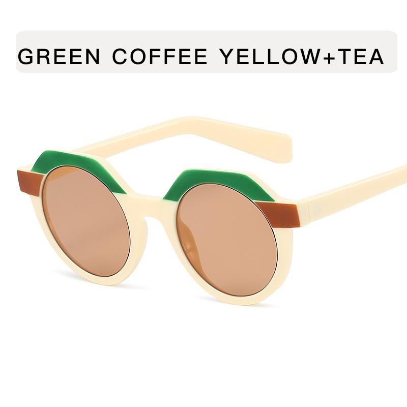 Round Shape Sunglasses Women Vintage Style Patchwork Color Woman Sun Glasses Holiday Travelling Women Glasses