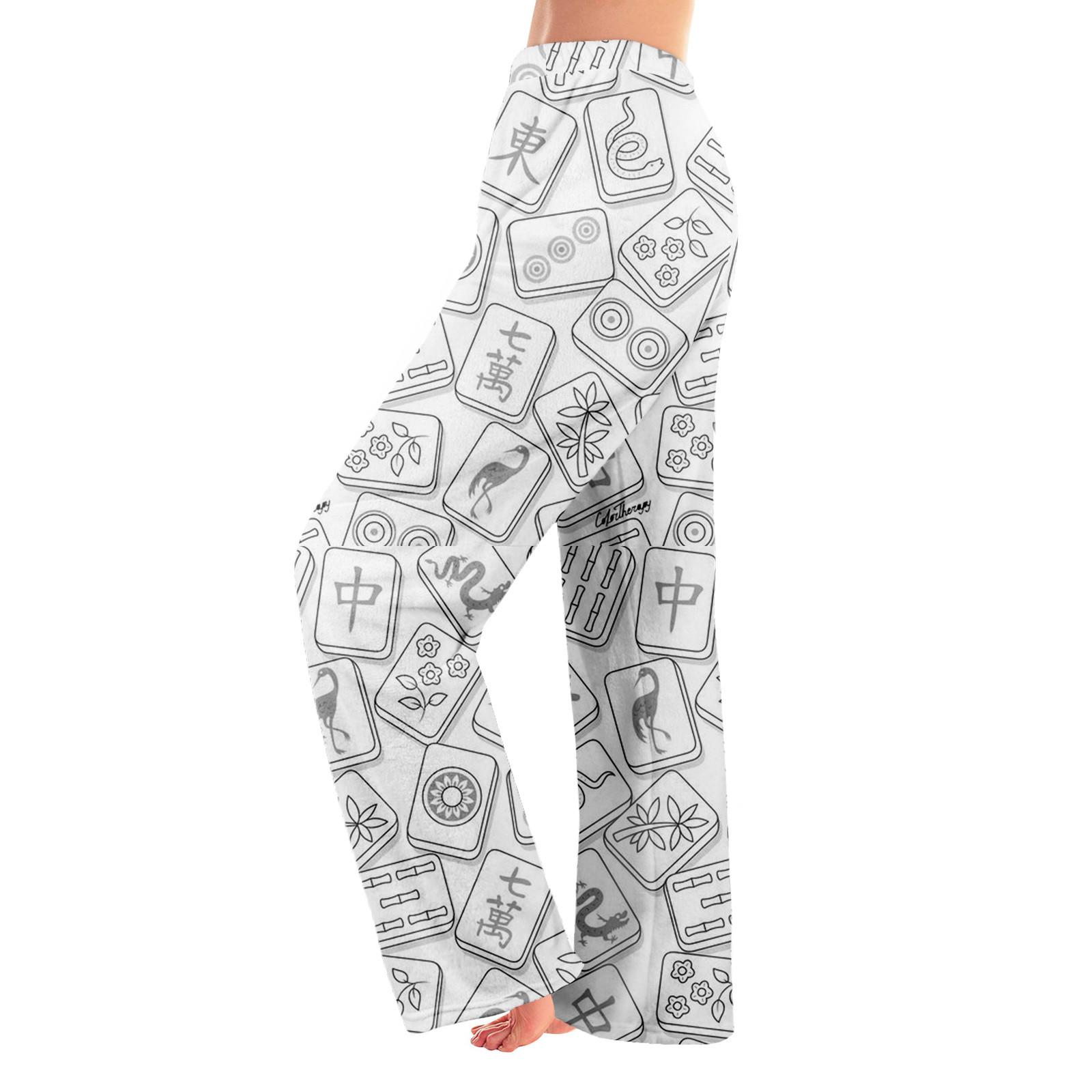 

Аніме Піжамні штани Одяг для сну Повсякденні штани на шнурку з еластичною талією Зручні прямі вільні штани для йоги XL білий