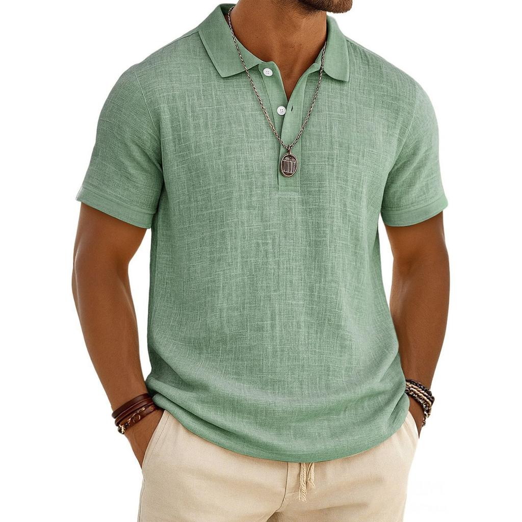VEZFAA Damenmode, lässig, Sommer, Frühling, einfarbig, kurzärmelig, Polo-Ausschnitt, Blusen und Hemden