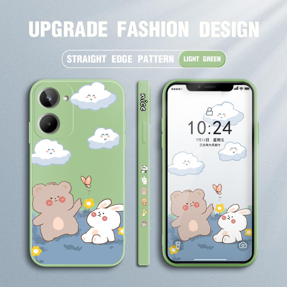 Lovely Cute Cartoon Phone Case for IPhone 14 13 12 11 Samsung Galaxy S23 S22 A52 A52S Soft Full Protection Square Liquid Silicone Cover