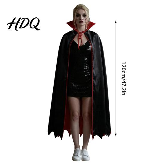 Halloween Costume Cape Vampire Cloak with Stand Up Collar, Medieval Gothic Festival Atmosphere Clothing Black Red for Cosplay, Masquerade, Fancy Dance