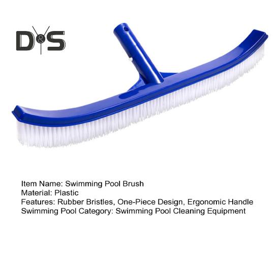 Rubber Pool Brush Head 45cm Long Cleaning Brush Pool Floor Walls High-Efficiency Curved Ends Scrub Brush