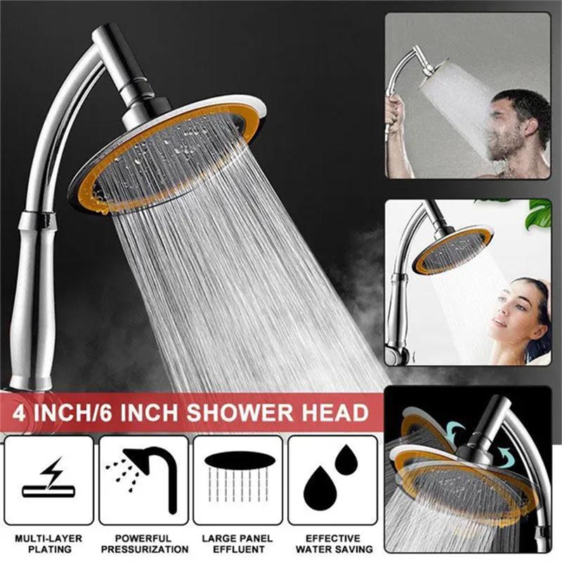 1pc 4/6 Inch High Pressure Shower Head 360 Adjustable Large Round Rainfall Sprayer Hand Held Shower Head Bathroom Accessories