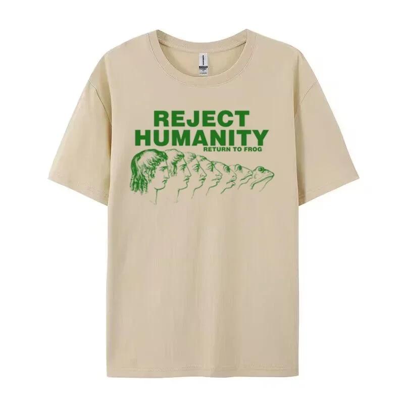 Reject Humanity Graphic Tees Hippie Retro Weirdcore Cool Women Tshirt Funny Meme Frog T-Shirts Evoloution Shirt Unisex Humor Top S