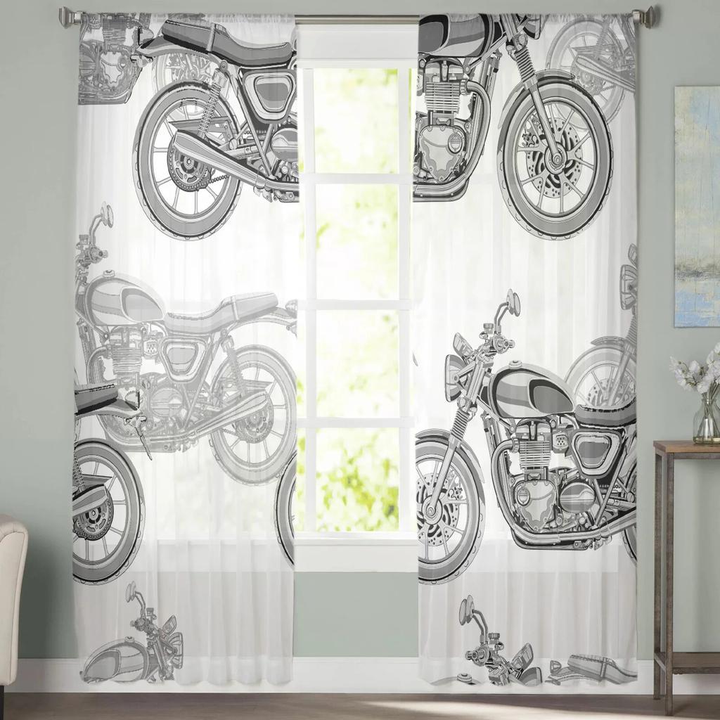 Motocykl Transport Okna Zasłony Salon Tiulowe Zasłony Wystrój Kuchni Dzieci Pokój Zasłony Obróbka Okna