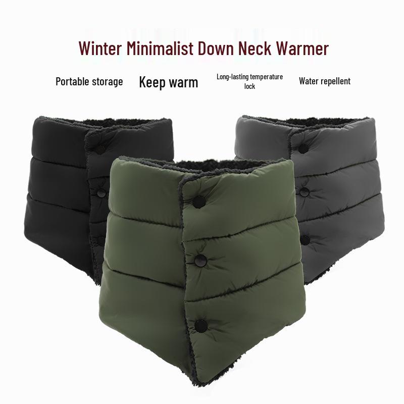 Water-Repellent Warm Plus Velvet Neck Warmer Scarf – Button Style, Solid Color for Autumn/Winter Outdoors