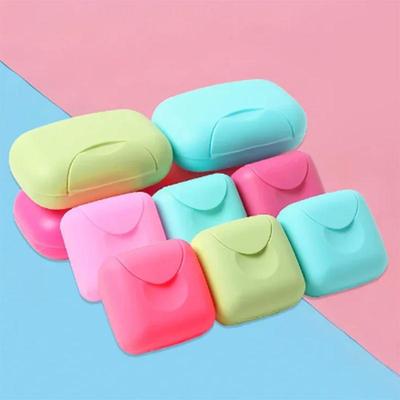 S/L Sizes Portable Travel Soap Box Container Bathroom Acc Home Plastic Soap-Boxes with Cover Candy Color Soaps Soap Holder