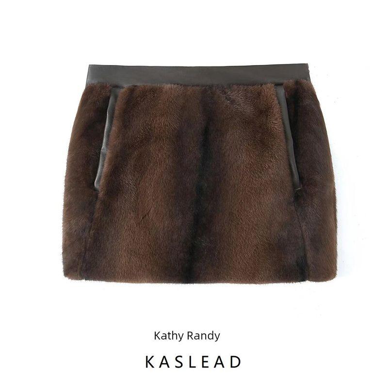 Kaslead New Arrival Women's Clothing Fashion Style Fashion Minimalist Artificial Fur Effect Short Skirt 3692967