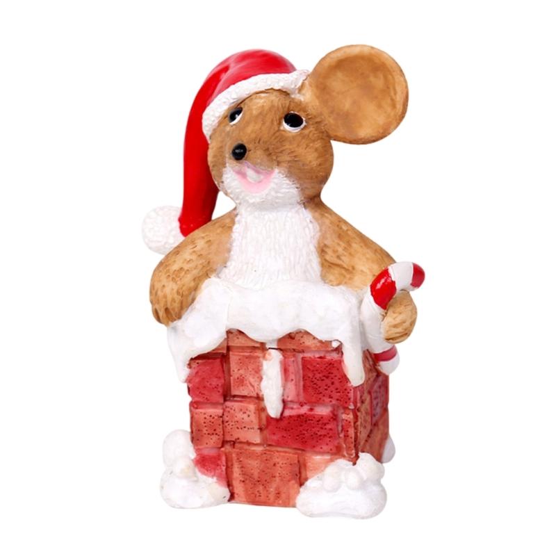 

Charm Mouse Resin Decoration Mouse Sculpture for Adding Festival Touch to Home or Office Miniature Christmas Models