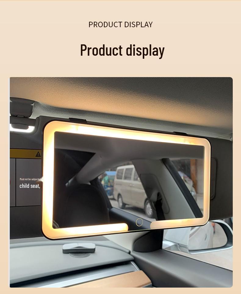 LED Light Car Sun Visor Makeup Mirror - Shatterproof HD Interior Dressing Mirror