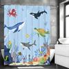 Underwater World Cartoon Whale Turtle Octopus Coral Shower Curtain, Bathroom Decorative Shower Curtain, Waterproof Shower Curtai