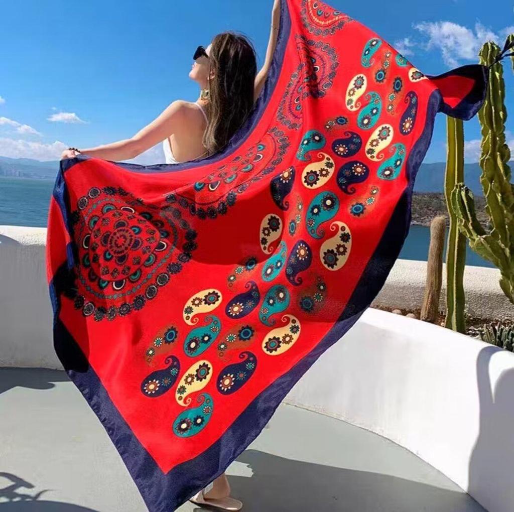 Women's Ethnic Silk Scarf: Sunscreen Shawl for Prairie Travel