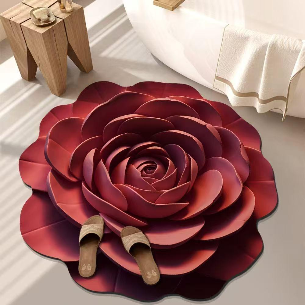 Soft Bathroom Floor Mat Peony Door Gasket New Coral Carpet  Living Room Tea Table Bedside