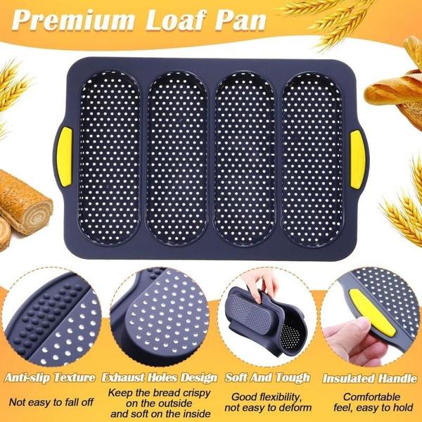 New 4 Grids Silicone Mold French Bread Baking Mold Bread Baking Tray Nonstick Cake Baguette Mold Pans Bread Baking Tools 7 Color