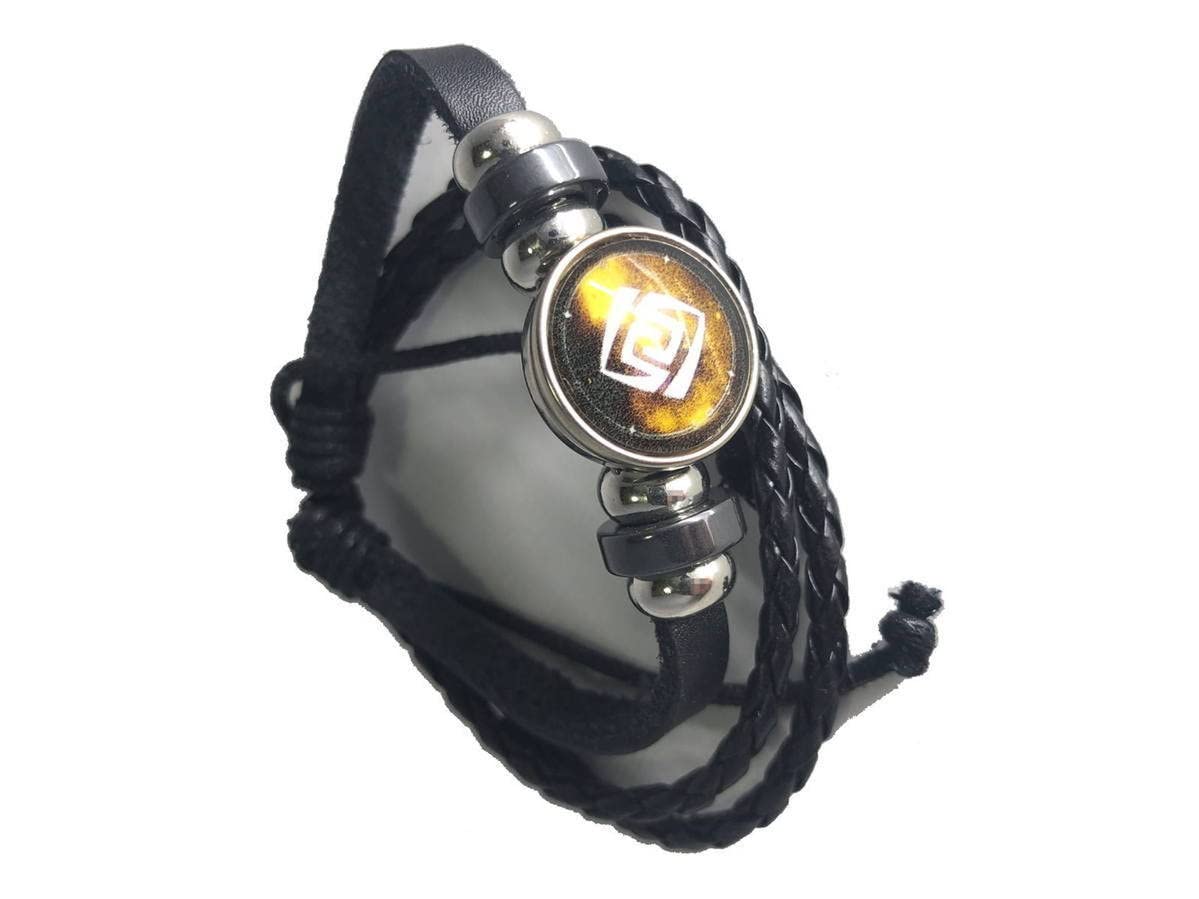 

TiproPechka Genshin Impact Eye of God Rock Bracelet, Braided Elemental Magical Organ Bracelet with Seven Heavenly Gods Statues, Cosplay Accessory