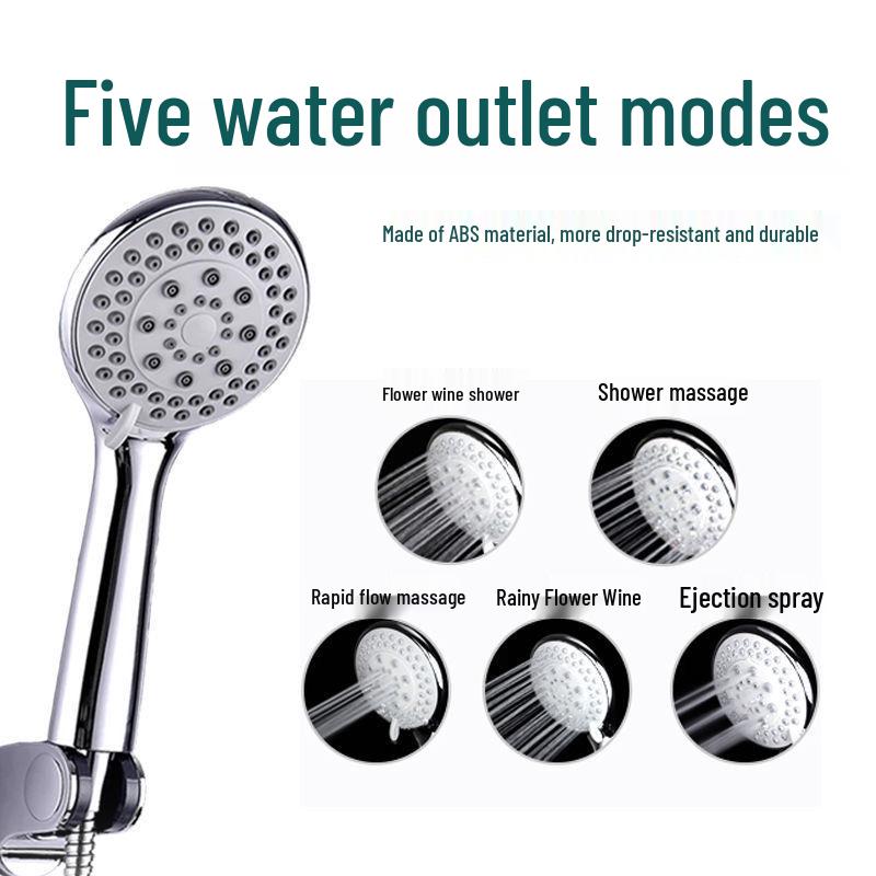 Five-Speed Universal High-Pressure Handheld Shower Head with Xiamen Hose