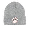 Dog Cat Paw Print Heart Knit Hat Beanie, Valentine's Day "XOXO LOVE KISS", Cozy Stylish Knitted Cap Beanie