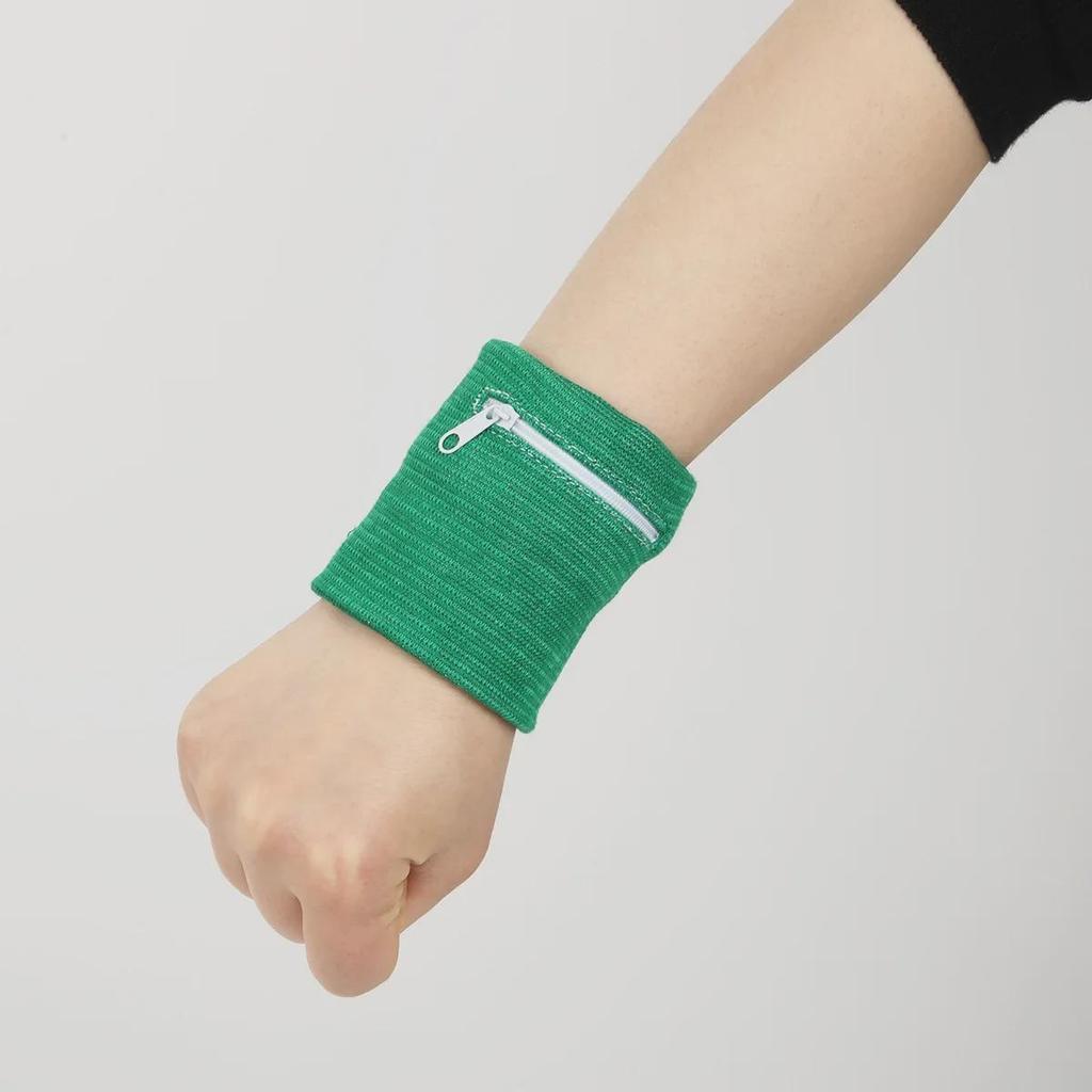 Breathable Cotton Sports Wrist Guard with Zipper Pocket for Running & Cycling