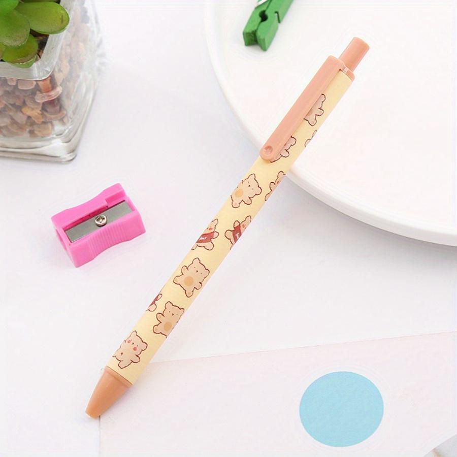 Back To School Season 20pcs 0.5mm Cartoon Creative Gulu Bear Pattern Retractable Neutral Pen, Quick Drying School Stationery Prizes for Rewarding