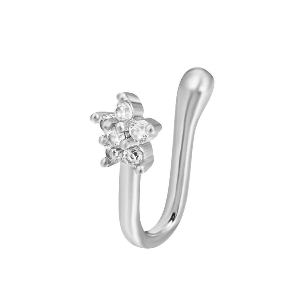 Fashion Nose Ring Charm Crystal Butterfly Pentagram Nose Ring Women Fake Piercing Clip on Nose Ear Rings Body Jewelry