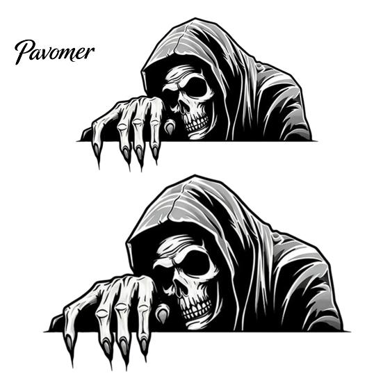 Universal Adhesive Decals Halloween Skeleton Car Sticker Peeking Decal for Window Bumper, Waterproof Vinyl Stickers Horror Skull Wall Laptop