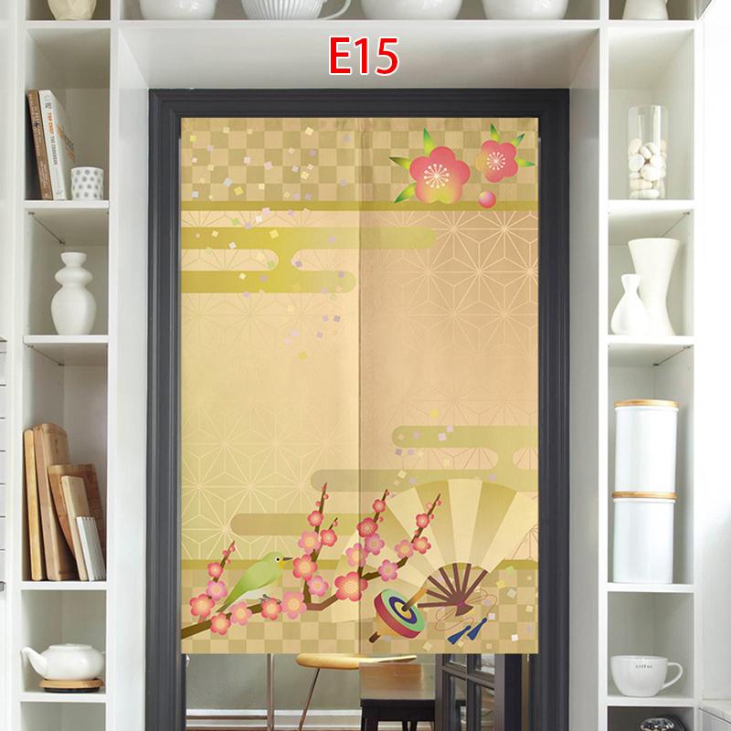 Cortina de Porta Estilo Japonês Algodão Linho Flor de Cerejeira Cortina Entrada da Cozinha Restaurante Decoração Noren Divisória Meia-cortina