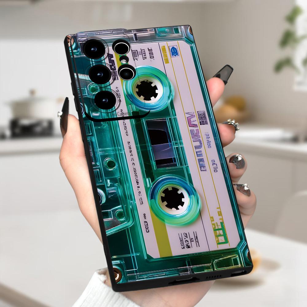 Retro-Kassettenband-Aufdruck Silikon-Handyhülle Für Samsung Galaxy S26 S25 Ultra S24 Plus S23 S22 S21 S20 A15 A35 A54 A55 Hülle