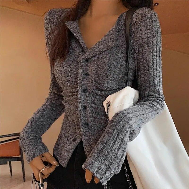 Fashion Girl Vintage Knitted Pullover Sweater Women Korean Slim Y2K Patchwork Casual Knitwear Jumper Female Long Sleeve Chic Warm Sweet Tops 2024 New
